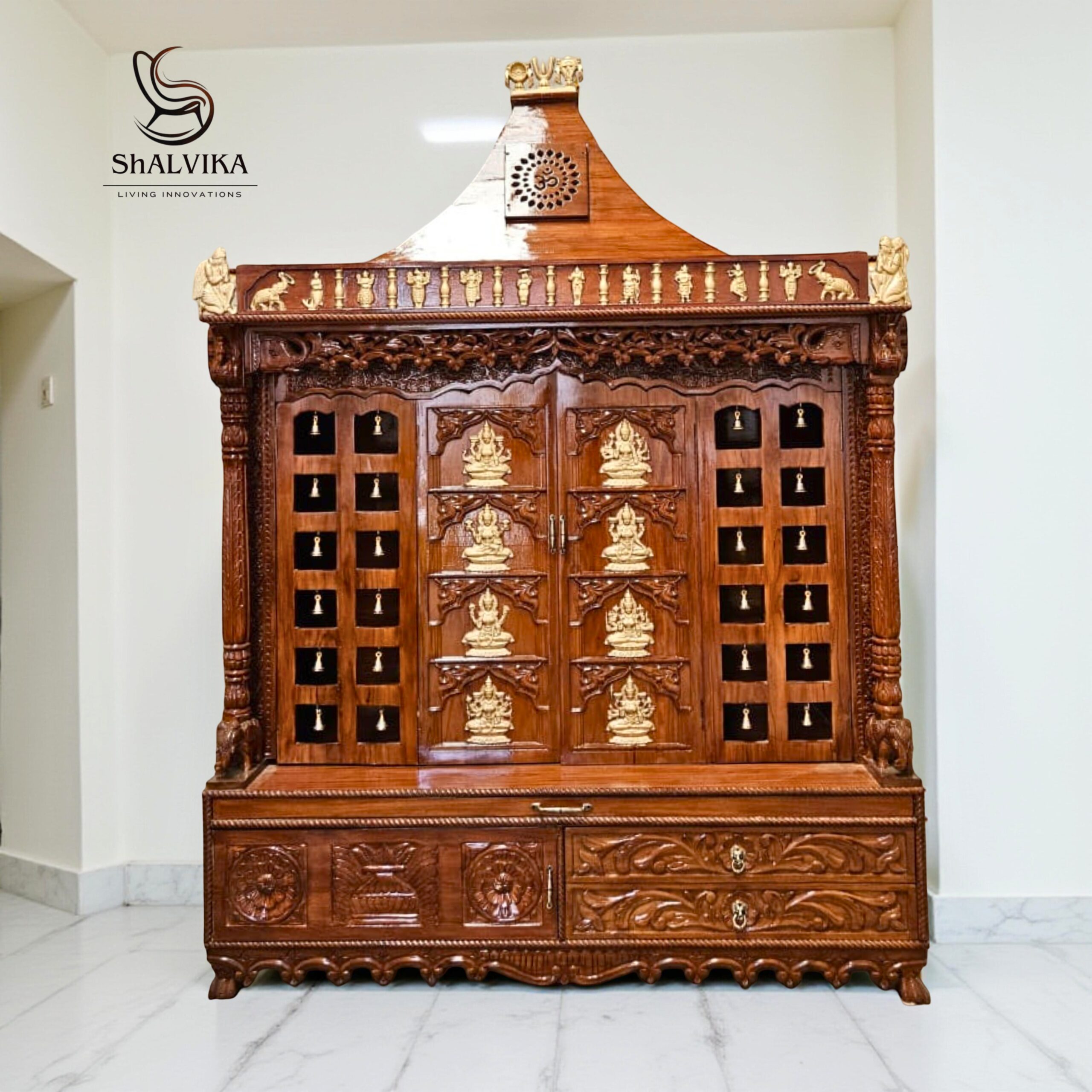 Asthalakshmi Wooden Temple in Teak Wood – Handcrafted Luxury Mandir for Home