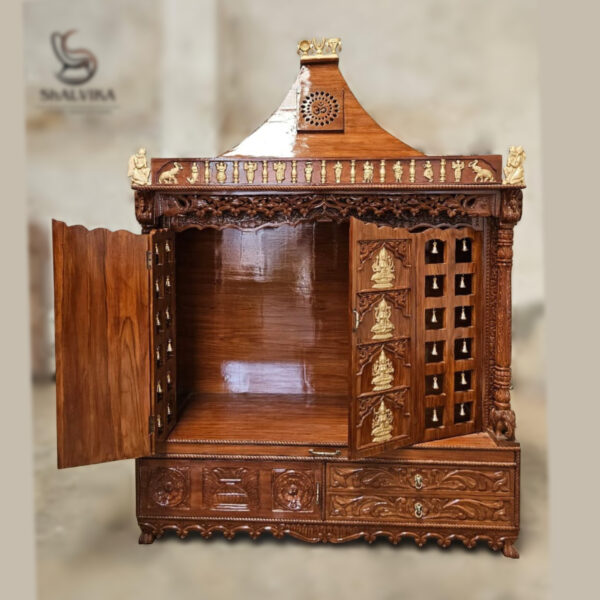 Asthalakshmi Wooden Temple in Teak Wood – Handcrafted Luxury Mandir for Home