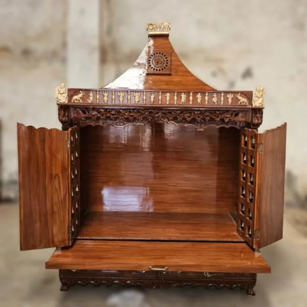 Asthalakshmi Wooden Temple in Teak Wood – Handcrafted Luxury Mandir for Home