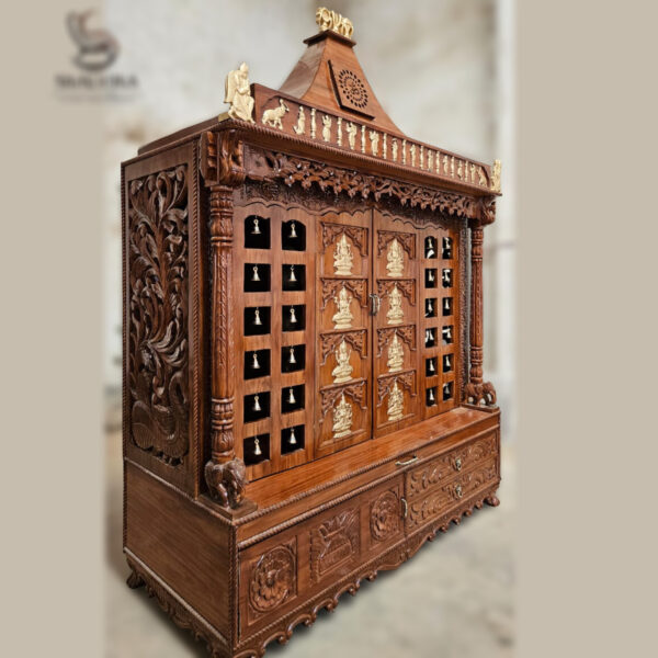 Asthalakshmi Wooden Temple in Teak Wood – Handcrafted Luxury Mandir for Home