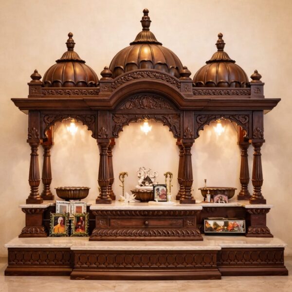 Big Home Wood Temple with Lotus Domes