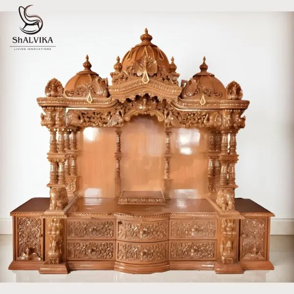 Big Size Mandir for Home in Traditional Style – Handcrafted Teak Wood Temple