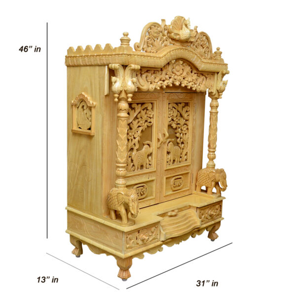 Carved Mandir With Door in Teak Wood | Shalvika Living Innovations