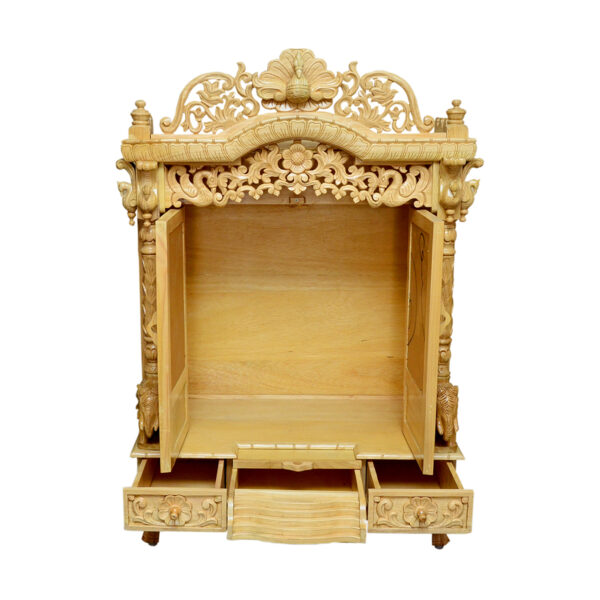 Carved Mandir With Door in Teak Wood | Shalvika Living Innovations