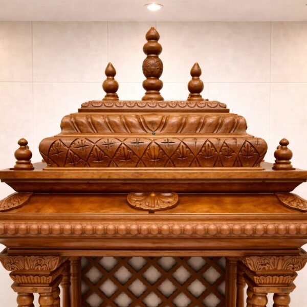 Elegant South Indian Home Wood Temple Design with Gopuram