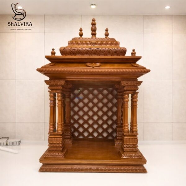 Elegant South Indian Home Wood Temple Design with Gopuram