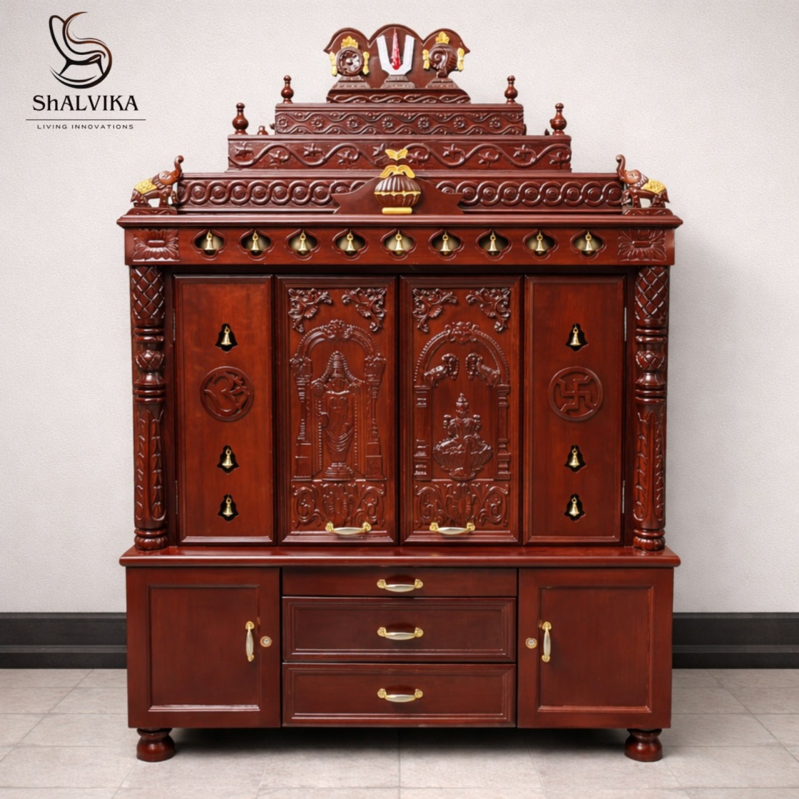 Gopuram Style Pooja Mandir with Door for Home