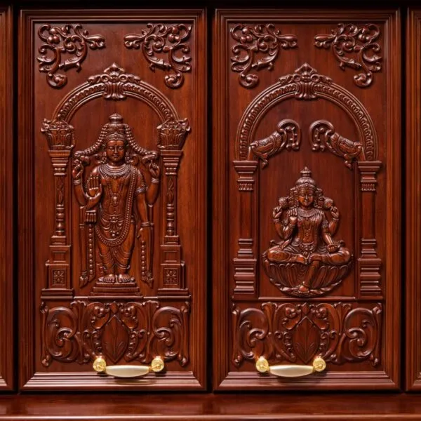 Gopuram Style Pooja Mandir with Door for Home