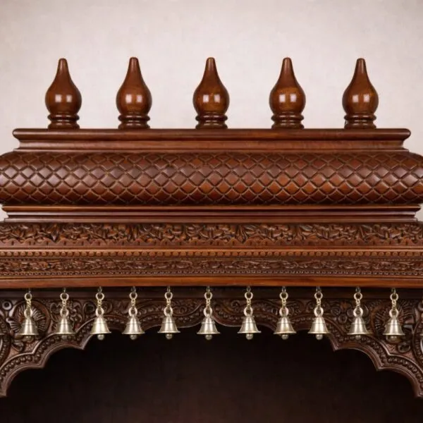 Home Wooden Mandir with Brass Bells
