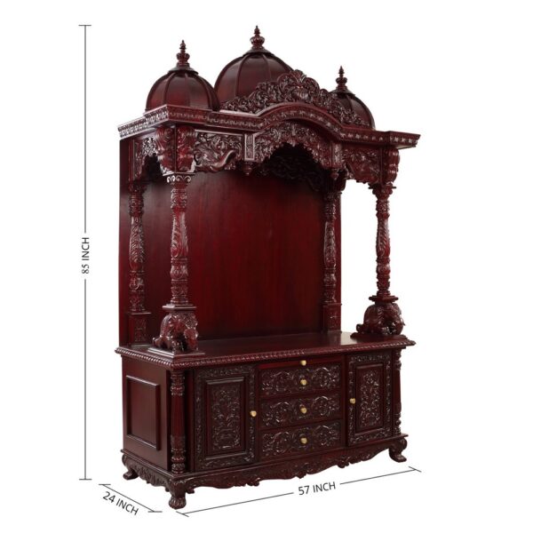 Home Wooden Mandir with Domes Handcrafted Teak Wood Pooja Mandir