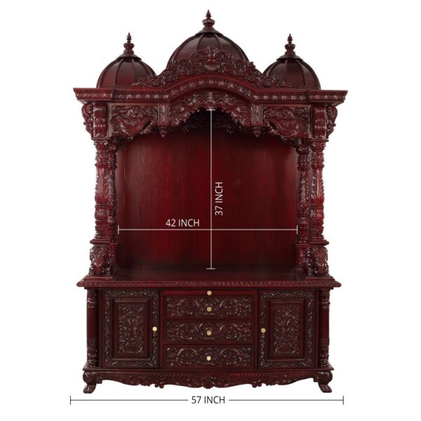 Home Wooden Mandir with Domes Handcrafted Teak Wood Pooja Mandir