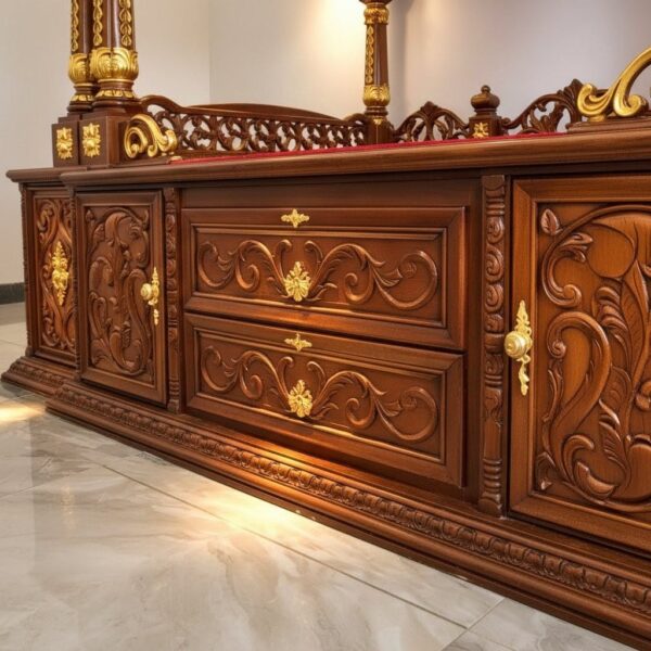 Large Size Design of Wooden Mandir for Home