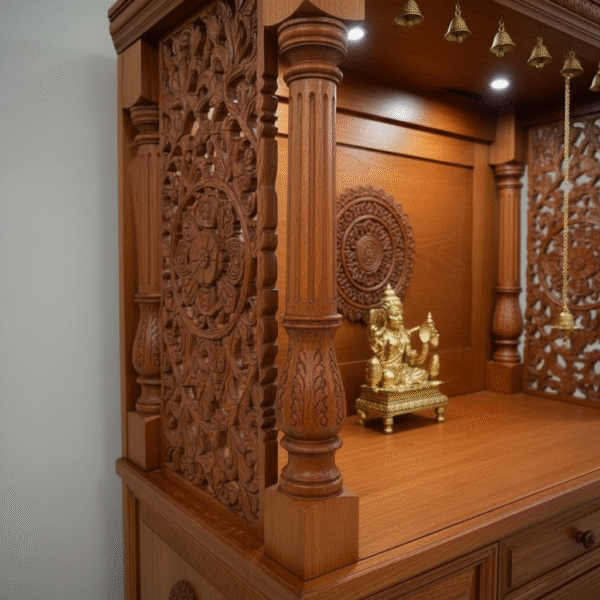 Latest South Indian Temple Design for Home – Handcrafted Teak Wood Mandir