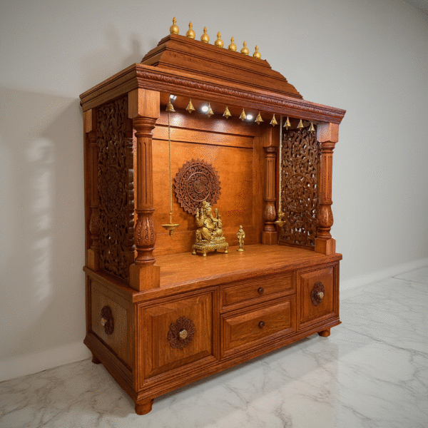 Latest South Indian Temple Design for Home – Handcrafted Teak Wood Mandir