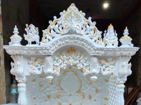 Luxurious White Temple in Teak Wood – Handcrafted by Shalvika Living