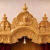 Mandir for Home Design in Teak Wood with Peacock Carving