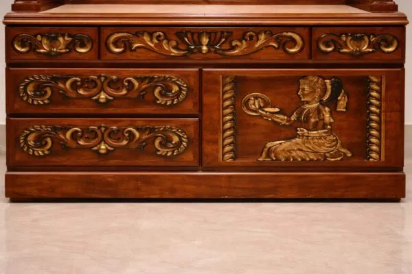 Om Design Pooja Mandir in Tamil Style – Premium Teak Wood