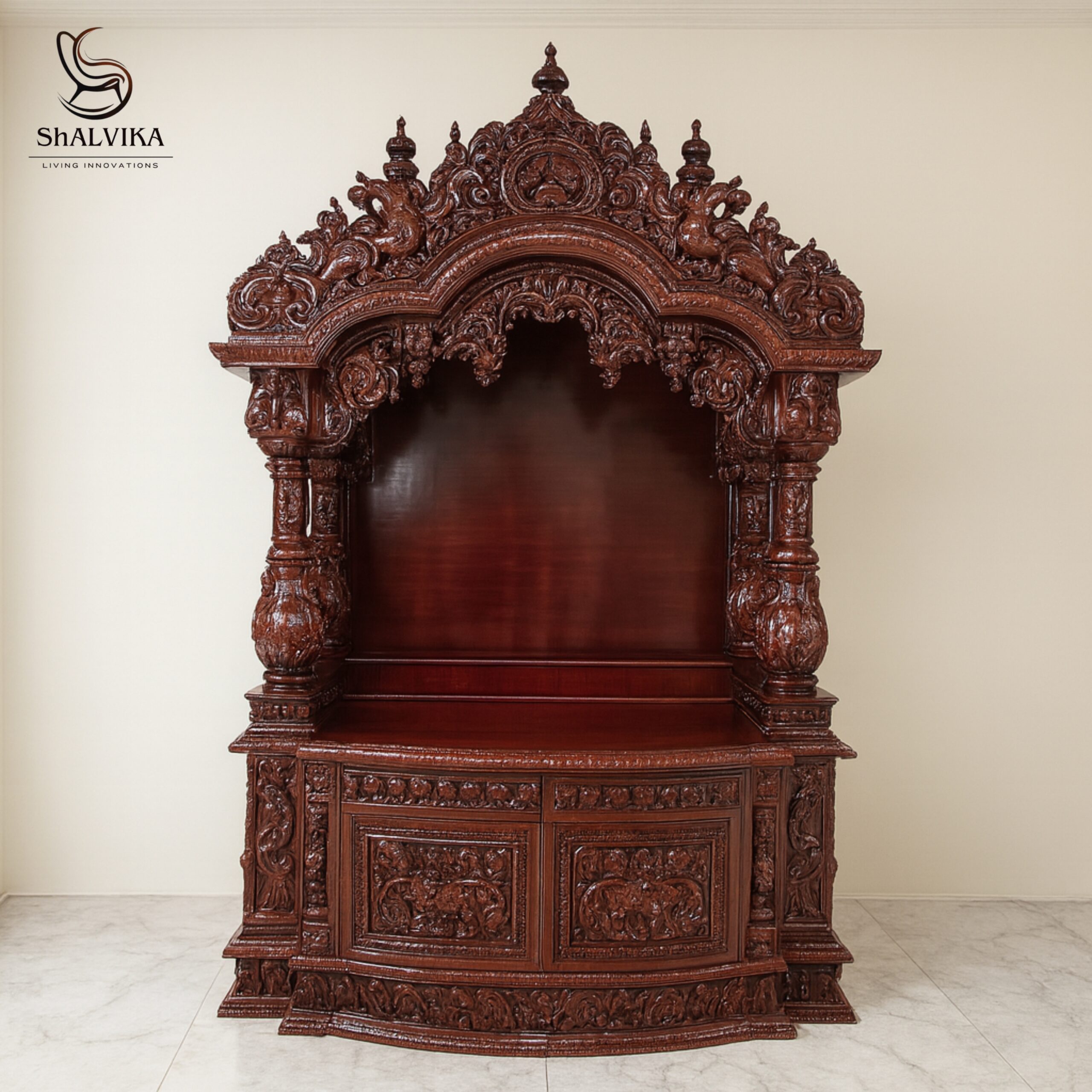Puja Ghar Design in Teak Wood