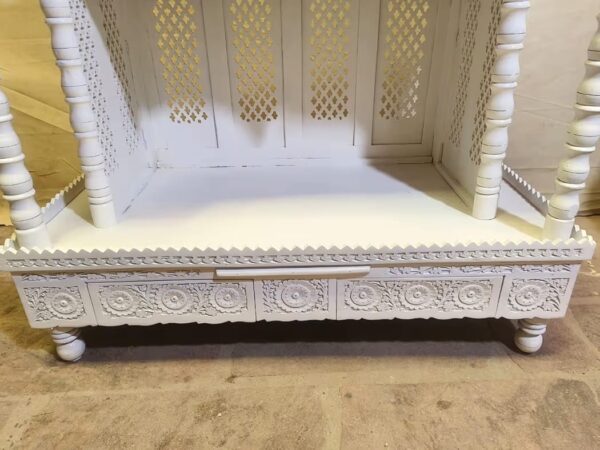 Small Temple for Home in White with Drawar