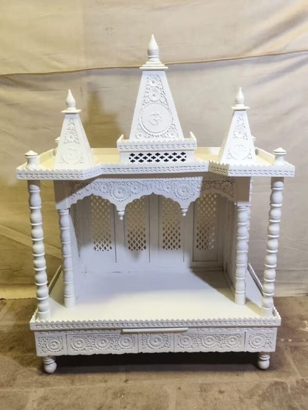 Small Temple for Home in White with Drawar