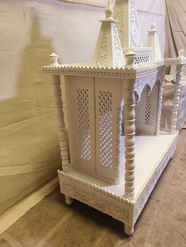 Small Temple for Home in White with Drawar