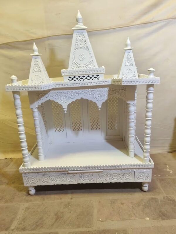 Small Temple for Home in White with Drawar