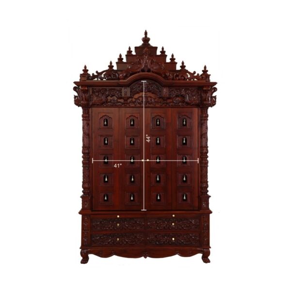 Teak Wood Mandir Home with Bells Door Design