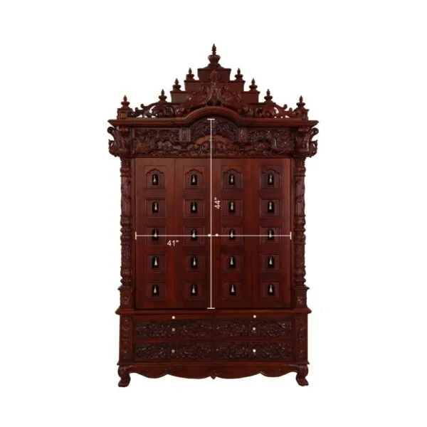 Teak Wood Mandir Home with Bells Door Design