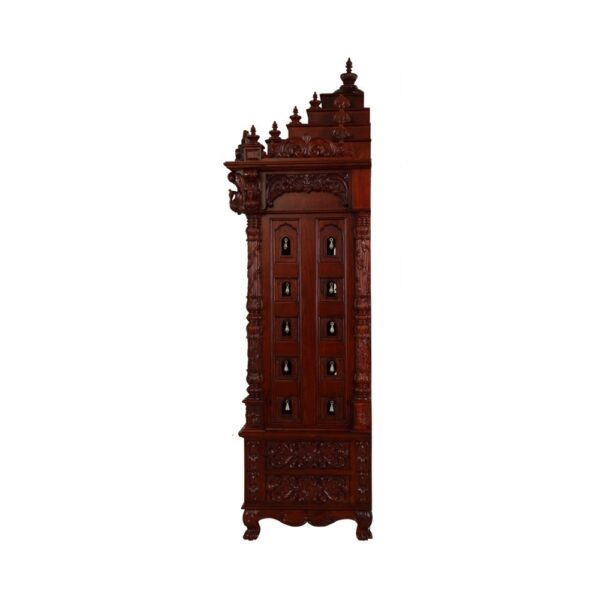 Teak Wood Mandir Home with Bells Door Design