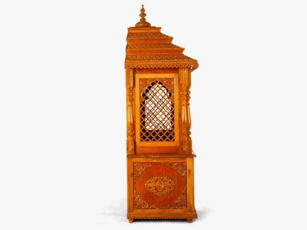 Teak Wood Mandir with Door in Traditional Style