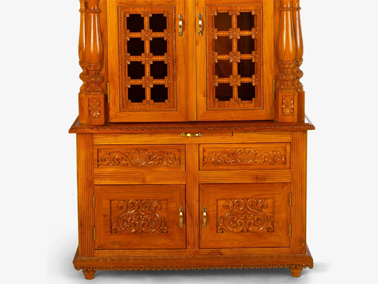 Teak Wood Mandir with Door in Traditional Style