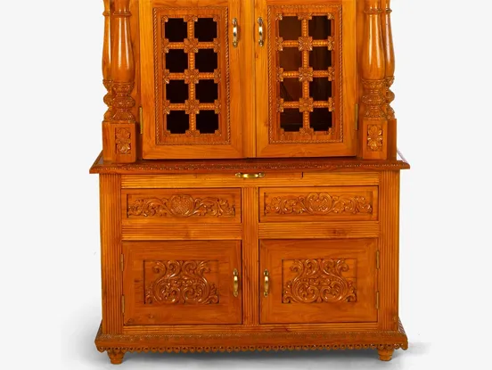 Teak Wood Mandir with Door in Traditional Style