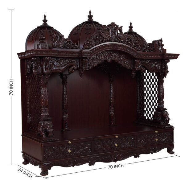 Teak Wooden 6 Feet Pooja Mandir By Shalvika Living