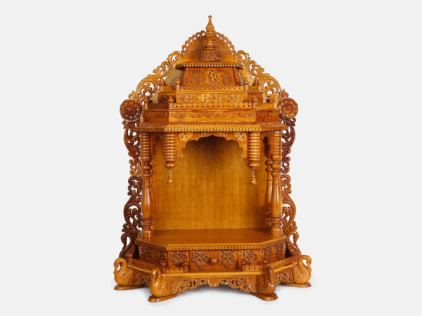 Teakwood Mandir with Hansa Legs