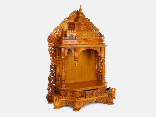 Teakwood Mandir with Hansa Legs