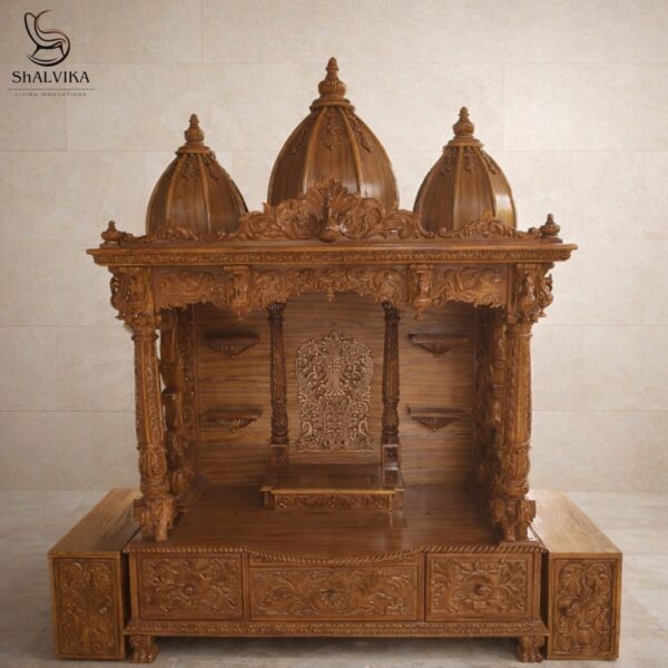 Wooden Big Size Mandir For Home Designs | Shalvika Living Innovations
