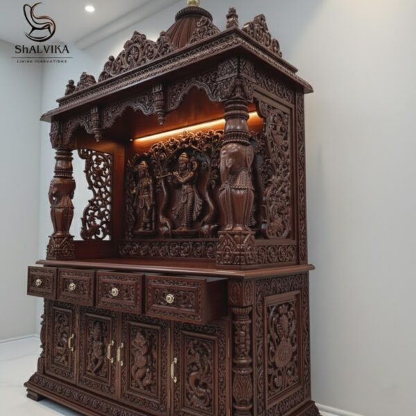 Wooden Big Temple in Bangalore – By Shalvika Living