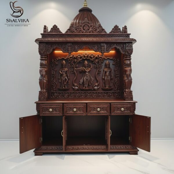 Wooden Big Temple in Bangalore – By Shalvika Living