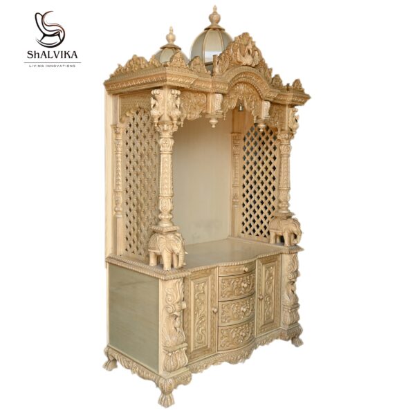 Wooden Handcarving Designer Puja Mandir for Home – Elegant Pooja Temple