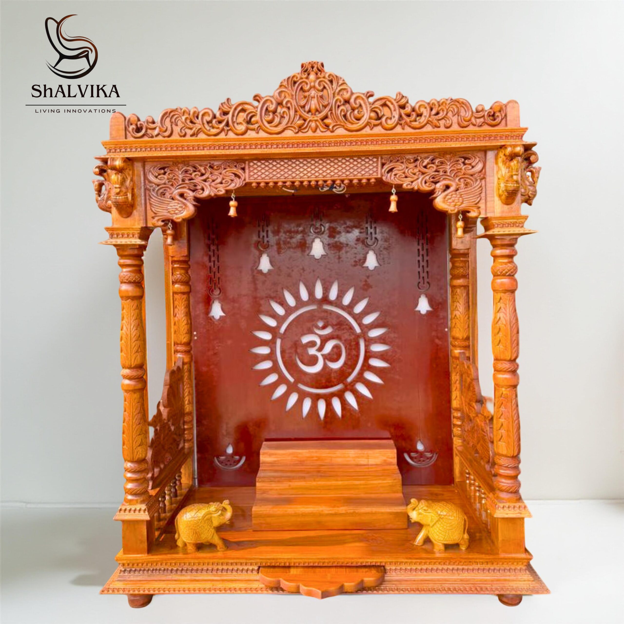 Wooden Handcrafted Designer Temple by Shalvika Living