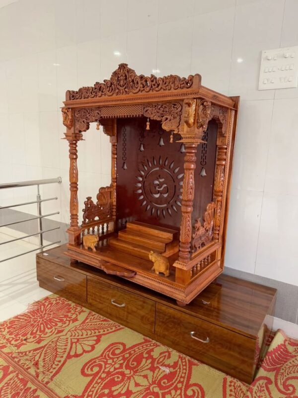 Wooden Handcrafted Designer Temple by Shalvika Living