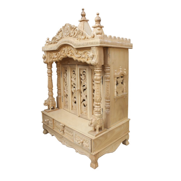 Wooden Handmade Design Temple in Teak Wood with Door
