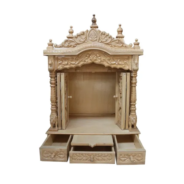 Wooden Handmade Design Temple in Teak Wood with Door