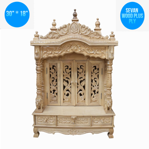 Wooden Handmade Design Temple in Teak Wood with Door