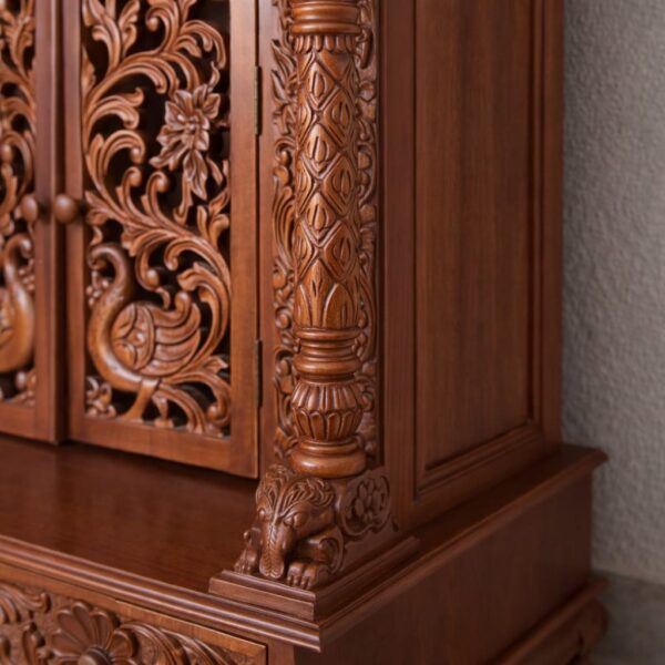 Wooden Home Puja Mandir Design with Door