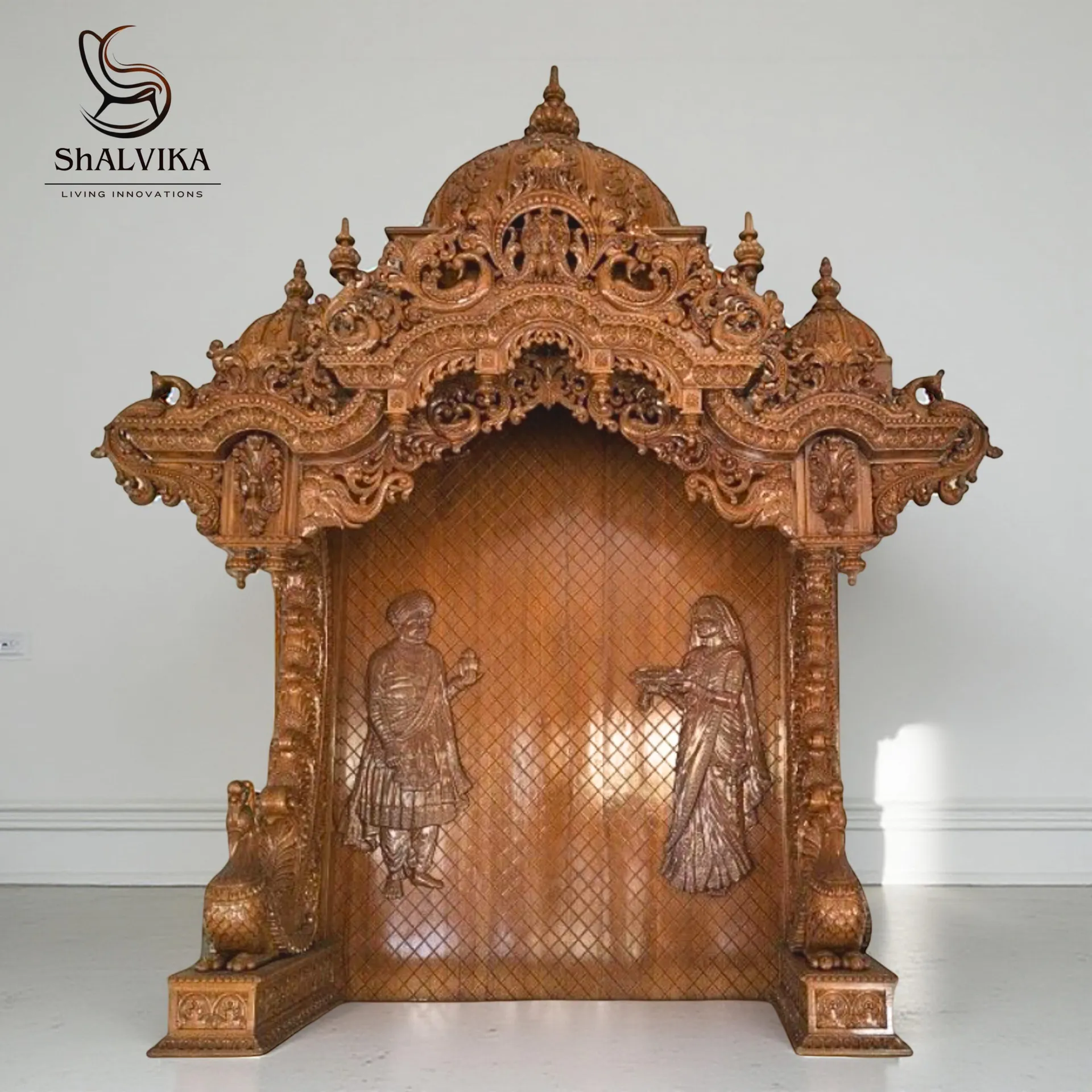 Wooden Large Size Handmade Designer Temple in Teak Wood
