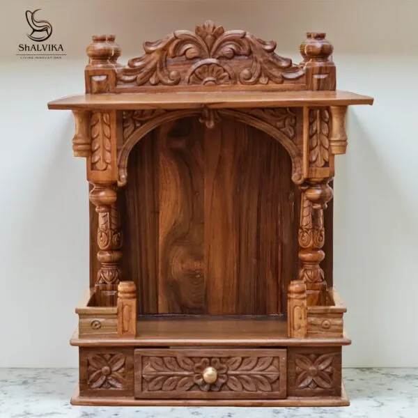 Wooden Mandir Design for Home Wall Mounted