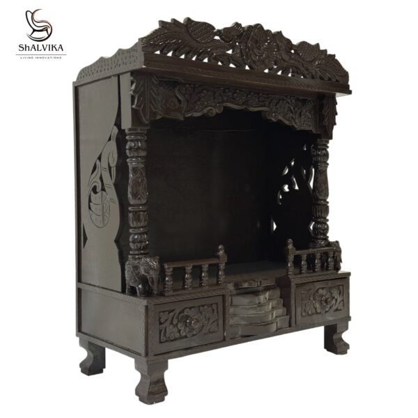 Wooden Mandir Design for Home in Teak Wood | Shalvika Living Innovations