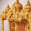 Wooden Mandir Design in Antique Gold