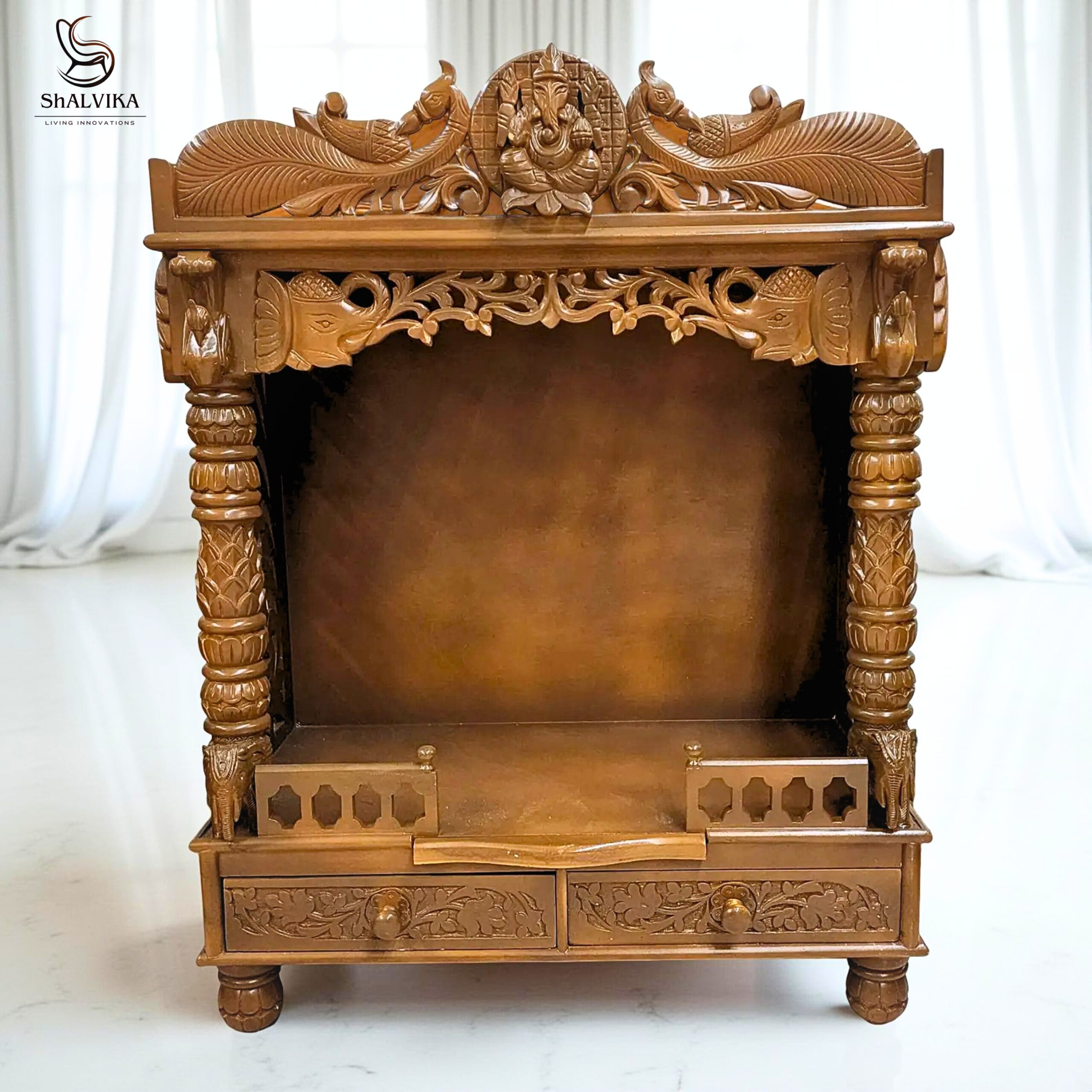 Wooden Mandir for Home – Handcrafted Teak Wood Pooja Temple by Shalvika Living